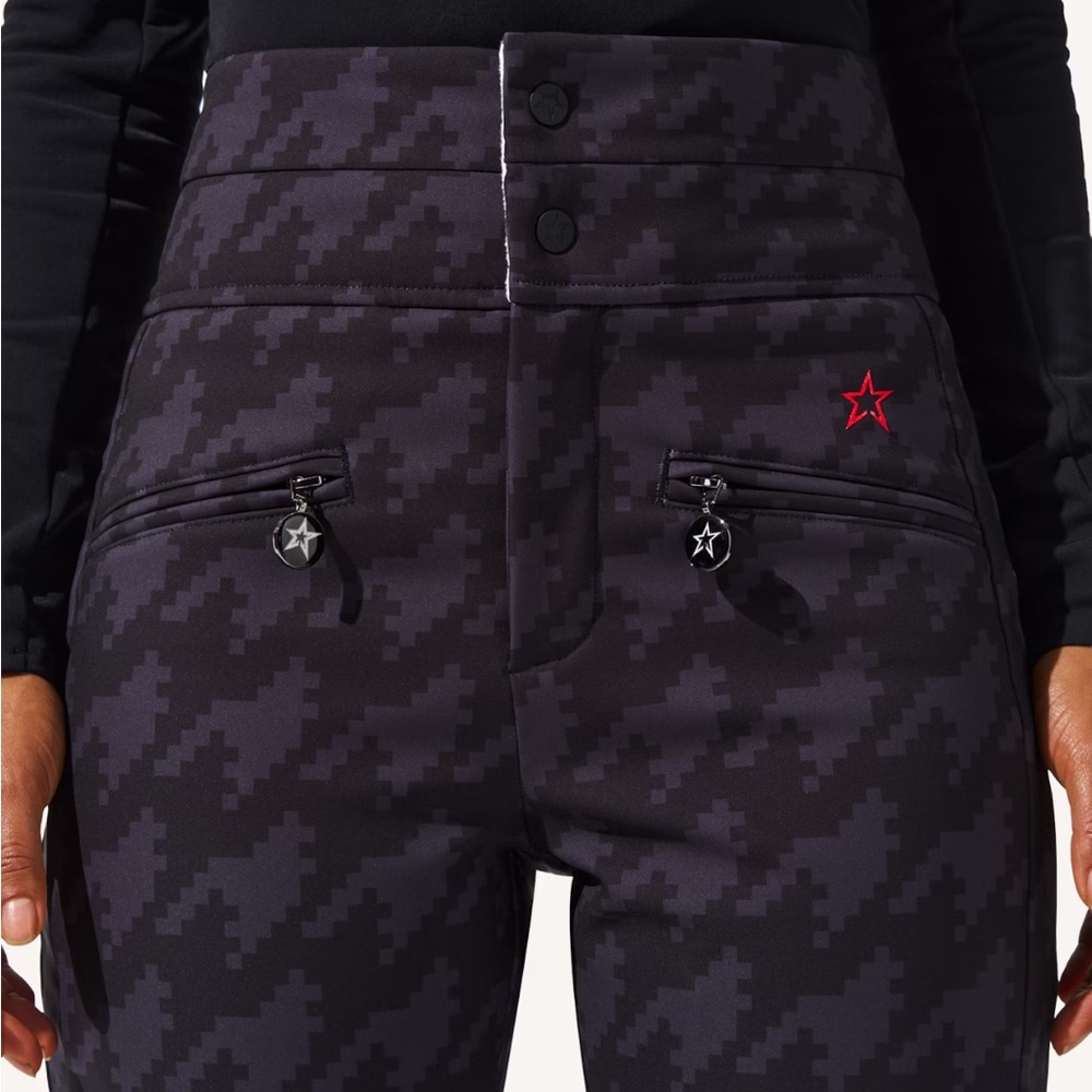 Perfect Moment Houndstooth High Waist Aurora Flare Ski Pant Black - Picture 3 of 5